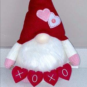 💕 CUTE VALENTINE PINK RED GNOME WITH XOXO HEARTS BANNER